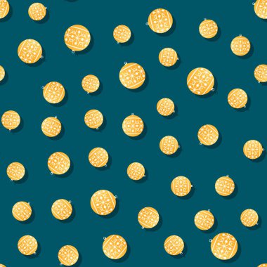 Sarı noel topları deseni. Noel ve Yeni Yıl için kusursuz vektör çizimi.