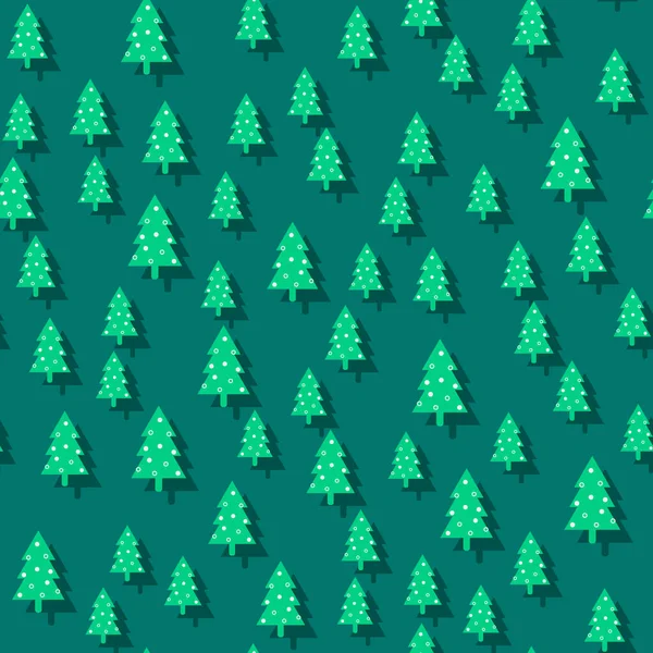 Christmas tree pattern Simple Happy New Year background. Vector design for winter holidays on a green background — Stock Vector