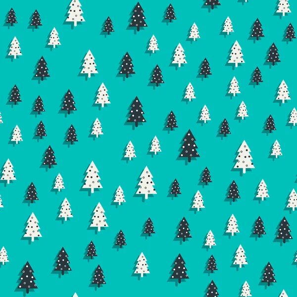 Weihnachtsbaum Muster Einfache Happy New Year Hintergrund. Vektor-Design für den Winterurlaub auf grünem Hintergrund — Stockvektor