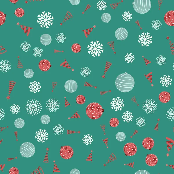 Nahtloses Weihnachtsmuster. Neujahrsvorstellung für die Winterferien. Die Vorlage eignet sich für Poster, Karten, Stoffe oder Geschenkpapier — Stockvektor