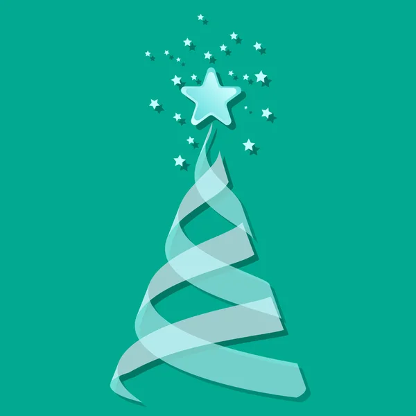 Kék szalagokból készült karácsonyfa. 2d vektor ikon újévi ünnepek — Stock Vector