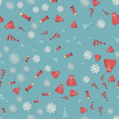 Kusursuz bir Noel modeli. Kış tatili için yeni yıl illüstrasyonları. Şablon posterler, kartlar, kumaşlar veya ambalaj kağıtları için uygundur