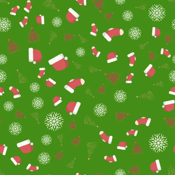 Χωρίς ραφές χριστουγεννιάτικο μοτίβο. Πρωτοχρονιάτικη εικονογράφηση για τις χειμερινές διακοπές. Το πρότυπο είναι κατάλληλο για αφίσες, κάρτες, υφάσματα ή χαρτί περιτυλίγματος — Διανυσματικό Αρχείο
