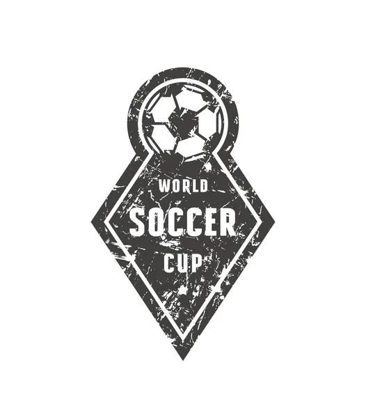 足球队的徽章 具有粗糙纹理的 T恤衫的平面设计 白色背景上的黑色打印 — 图库矢量图片