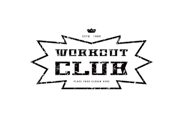 Emblem Workout Club Graphic Design Rough Texture Shirt Black Print — Stock Vector