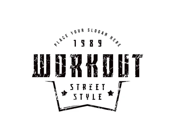 Emblem Workout Club Urban Style Graphic Design Rough Texture Shirt — Stock Vector