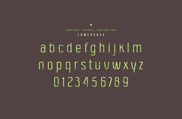 Fonte Originale Sans Serif Visage Mince Lettres Chiffres Minuscules Avec — Image vectorielle