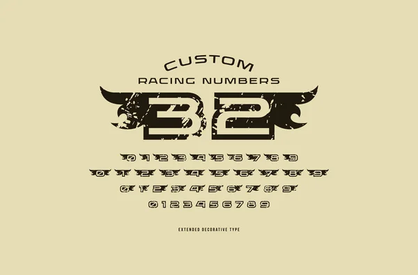 最初の中空数字レース スタイルのセットです 荒い質のロゴ ステッカー エンブレムのデザインの — ストックベクタ