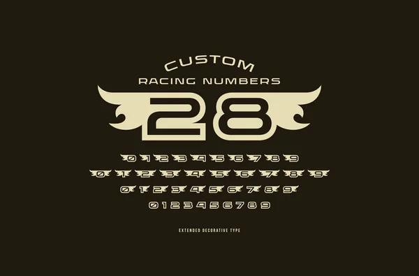 Set Initial Hollow Numbers Racing Style Logo Sticker Emblem Design — Stock Vector