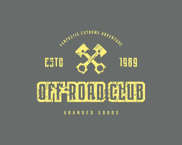 Road Club Emblem Med Grov Textur För Shirt Gul Print — Stock vektor