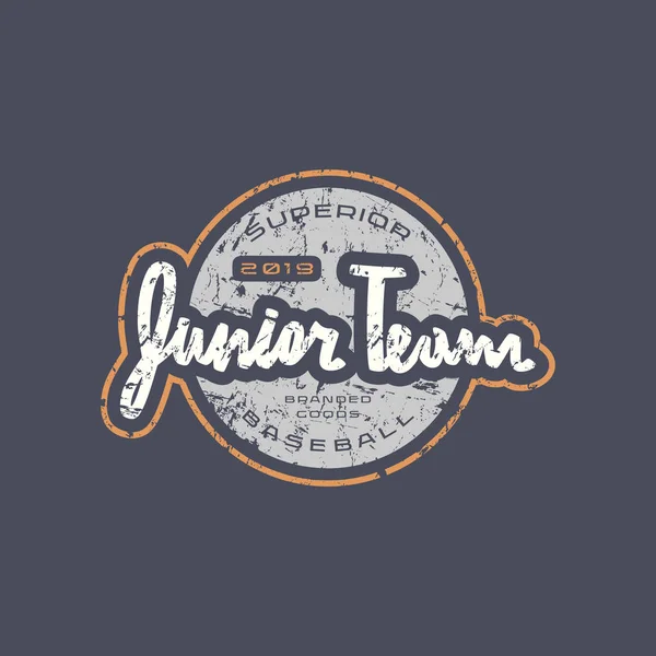 Emblema Com Textura Áspera Para Equipe Júnior Beisebol Projeto Gráfico — Vetor de Stock