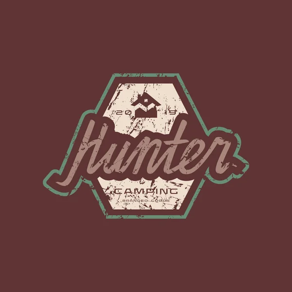 ハンター クラブの荒い質のエンブレム シャツのグラフィック デザイン — ストックベクタ