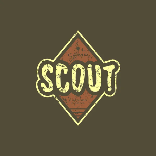 Emblema Con Textura Áspera Para Club Scout Diseño Gráfico Para — Vector de stock