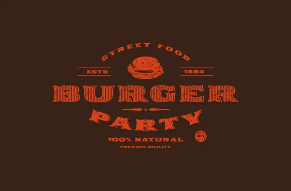 Πρότυπο Διάνυσμα Απόθεμα Burger Κόμμα Ετικέτα Σχεδιασμός Τραχιά Υφή Κόκκινα — Διανυσματικό Αρχείο