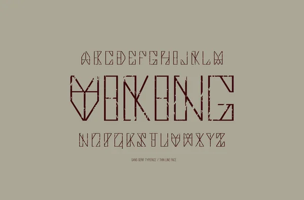 Fonte Géométrique Sans Serif Style Maison Colombages Visage Mince Lettres — Image vectorielle