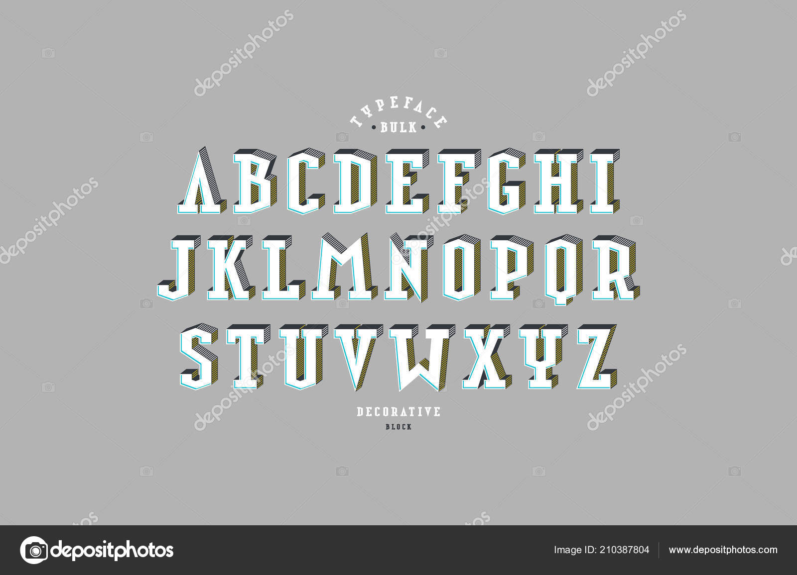 Decorative Serif Bulk Font Letters Logo Title Design Color Print
