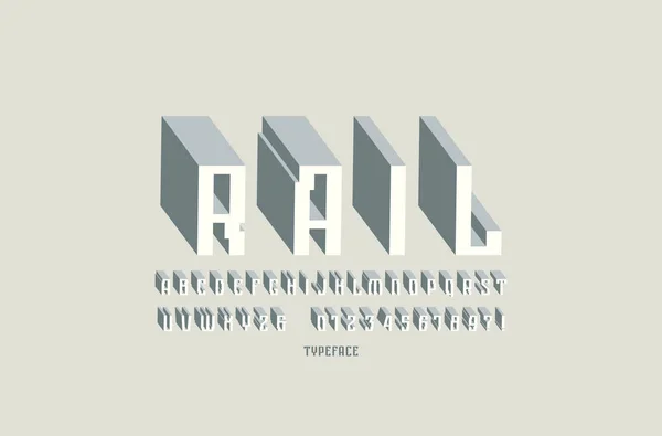 Caratteri Geometrici Sans Serif Bulk Stile Cyber Lettere Numeri Fantascienza — Vettoriale Stock