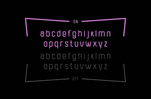 Fonte Décorative Sans Serif Lettres Minuscules Sous Forme Lampes Néon — Image vectorielle