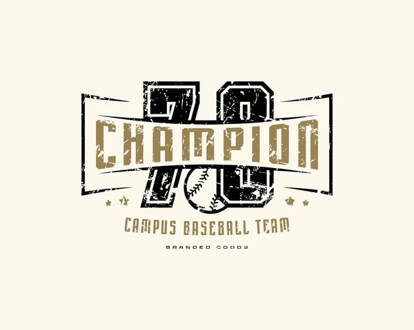 Emblem Baseball Champion Team Vintage Texture Sticker Shirt Design Color — Stock Vector