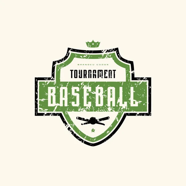 Emblem Baseball Tournament Vintage Texture Sticker Shirt Design Color Print — Stock Vector