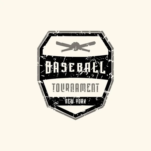 Emblema Torneio Beisebol Com Textura Vintage Para Adesivo Design Shirt — Vetor de Stock