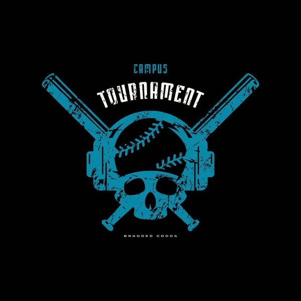 Emblem Baseball Tournament Vintage Texture Sticker Shirt Design Color Print — Stock Vector