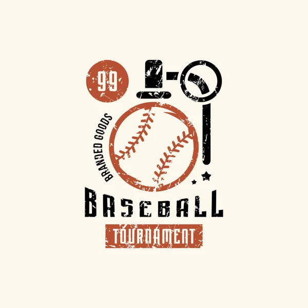 Emblema Del Torneo Béisbol Del Campus Con Textura Vintage Para — Archivo Imágenes Vectoriales