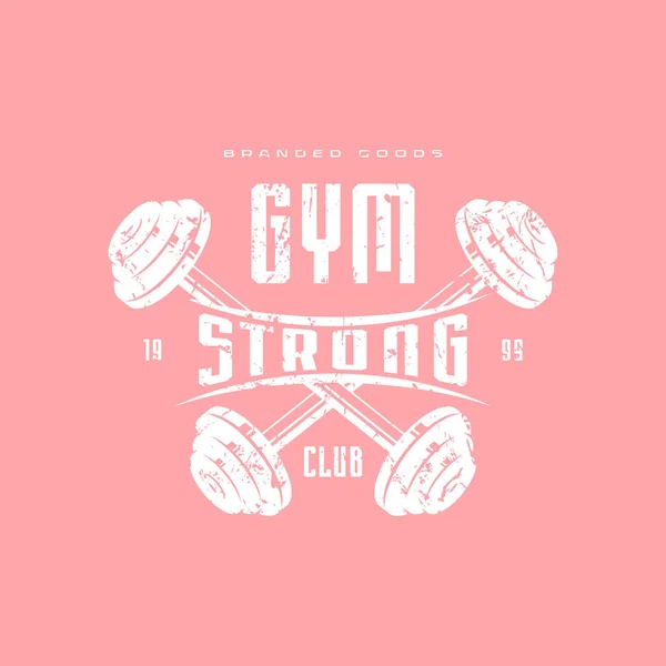 Gym Club Emblem Shirt Graphic Design Vintage Texture White Print — Stock Vector