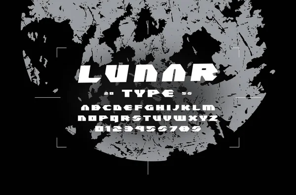 Геометричний Безсерійний Шрифт Футуристичному Стилі Літери Цифри Науково Фантастичного Військового — стоковий вектор
