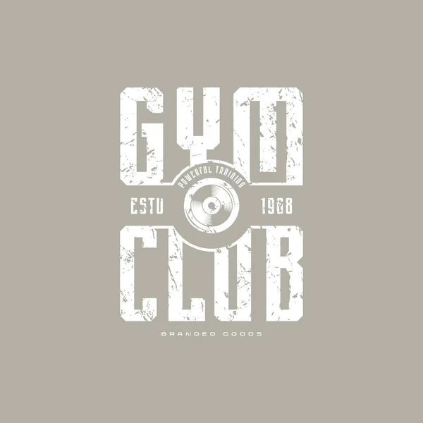 Gym Club Emblem För Shirt Grafisk Design Med Vintage Konsistens — Stock vektor