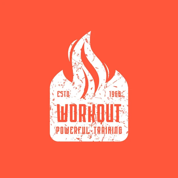 Workout Club Emblem Shirt Graphic Design Vintage Texture White Print — Stock Vector