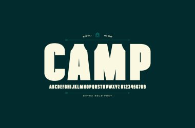 Hisse senedi vektör dar sans serif yazı tipi, alfabe, tipografi. Ekstra kalın yüz. Harf ve rakam logo ve amblem tasarımı için