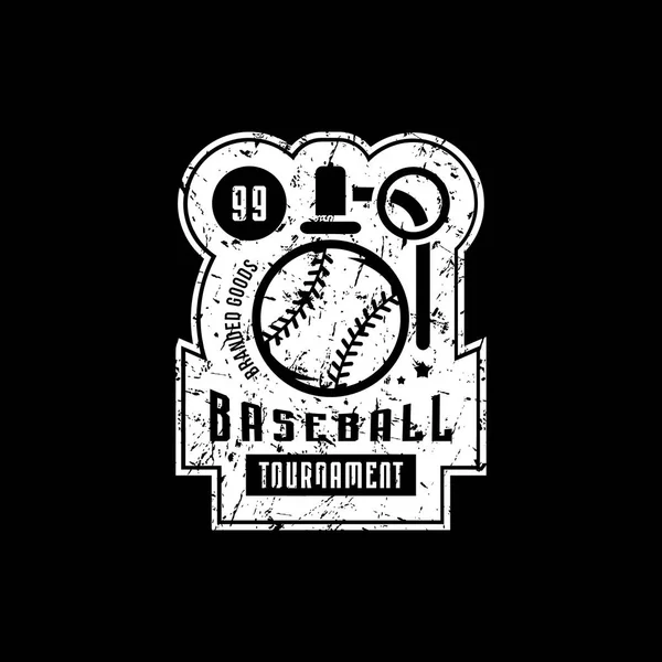 Emblem Campus Baseball Tournament Vintage Texture Sticker Tag Shirt Design — Stock Vector