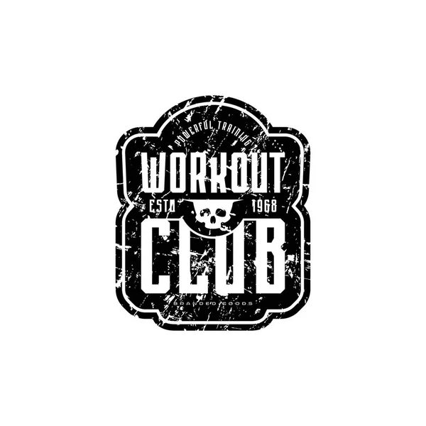 Workout Club Emblem Shirt Sticker Tag Graphic Design Vintage Texture — Stock Vector