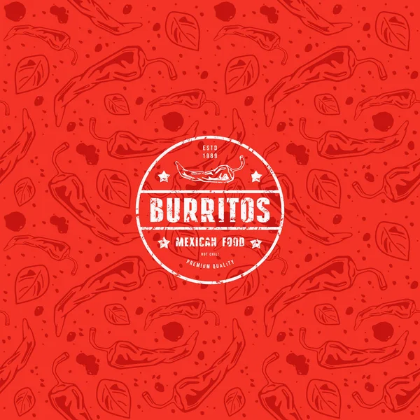 Patrón Emblema Sin Costuras Para Restaurante Mexicano Diseño Con Imágenes — Vector de stock