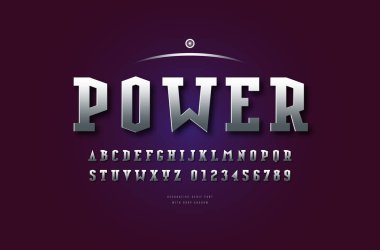 Hisse senedi vektör gümüş renkli ve metal krom serif yazı tipi, alfabe, yazı. Fütüristik tarzı yazı kümesi. Harfler ve sayılar için bilim-kurgu, sinema, alan logo ve başlık tasarım