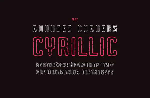 Кирилловская купель sans serif с розовыми углами — стоковый вектор