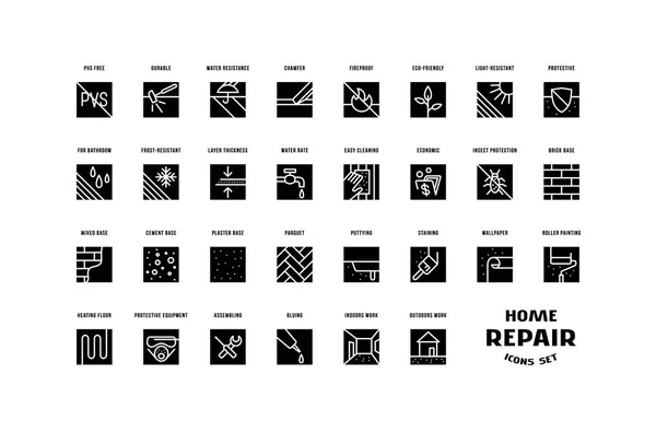 Inicio reparación y construcción de conjunto de iconos cuadrados — Vector de stock