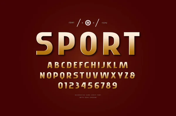 Vector Stock Golden colored Sans Serif Font —  Vetores de Stock