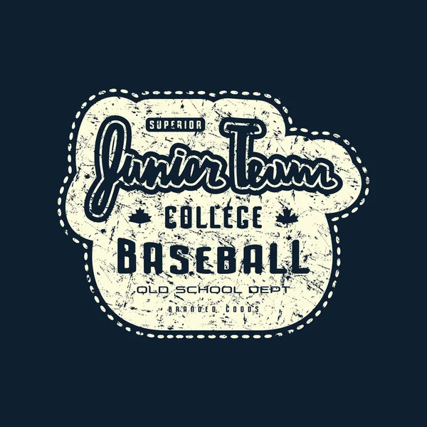 Emblema del equipo de béisbol junior con textura áspera — Vector de stock