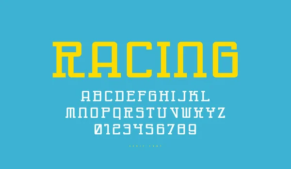 Fonte monoespacée serif dalle dans le style cybernétique — Image vectorielle