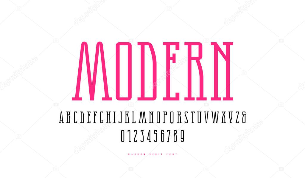 Stock vector narrow slab serif font