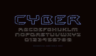 Siber tarzda Hollow genişletilmiş sans serif yazı tipi
