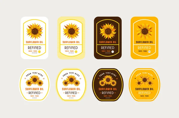 Vorlagen-Etikett für Sonnenblumenöl — Stockvektor