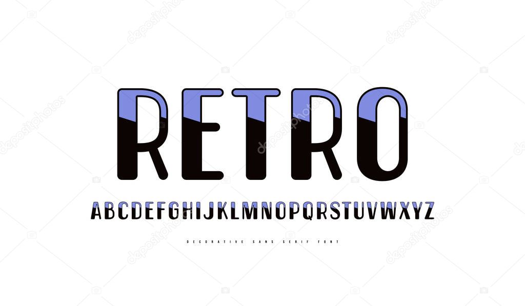 Decorative  sans serif font in retro style with rounded corners