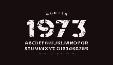 Klasik tarzda şablon plaka sans serif yazı tipi