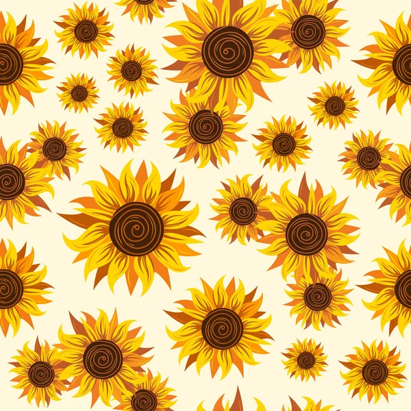 Seamless pattern with sunflower image — Stock Vector