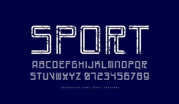 Ozdobné písmo s prokládaného Sans-Serif ve stylu sportu — Stockový vektor