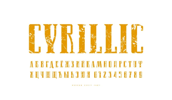 Stock vektor cyrillisk smal serif skrifttype – Stock-vektor