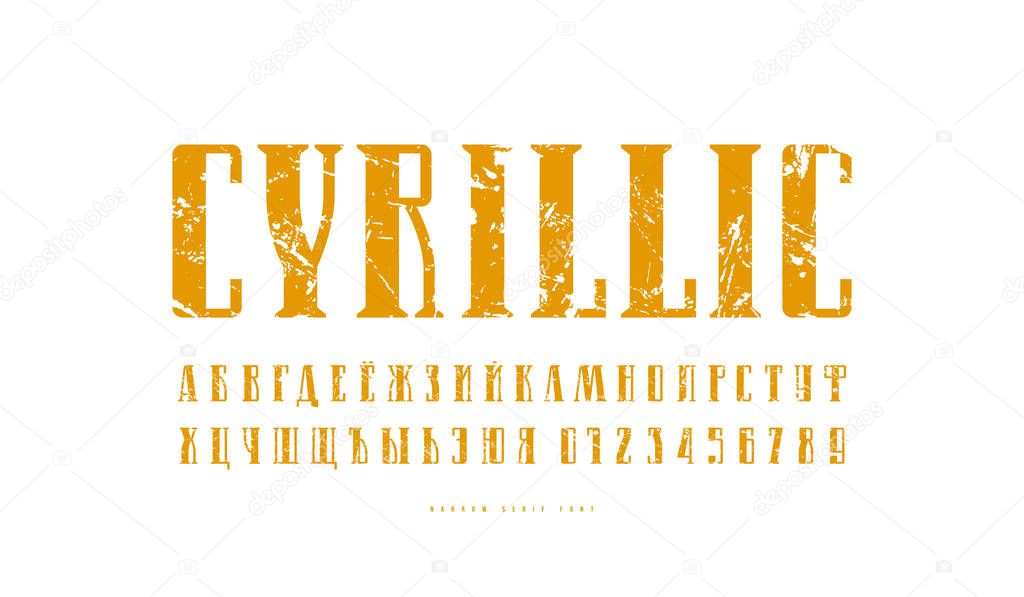 Stock vector cyrillic narrow serif font